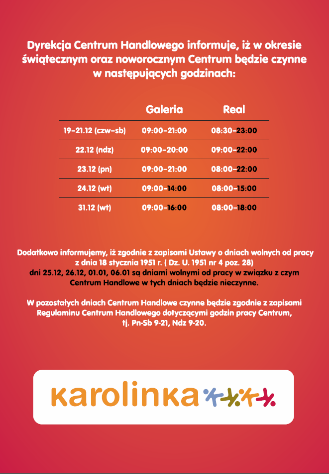 karolinka-opole-godziny-otwarcia-okres-swieta-2013